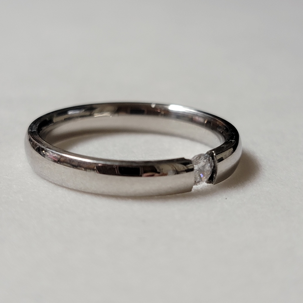Diamond Tension Ring Silver Tone - Simulated Stone - Picture 9 of 10
